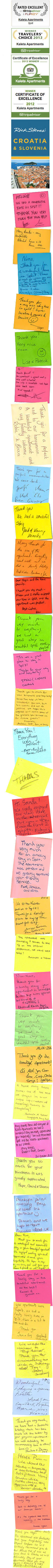 Split Apartments Private Accommodation Split KALETA APARTMENTS Guests Gratitude Notes Split Apartments KALETA APARTMENTS - Guests Gratitude Notes